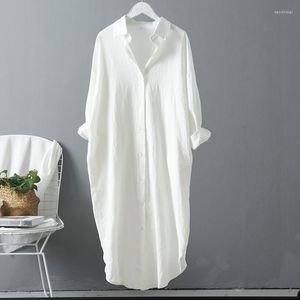 Women's Blouses White Tops For Women Linen Cotton 2023 Summer Casual Blusas Female Clothing Vintage Sunscreen Shirt Buttons Long Blouse