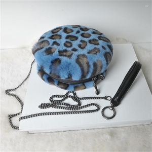 Duffel Bags Frauenfell Umhängetasche Rex Leopard Print Design Luxus Handtasche Mode Crossbody Runde
