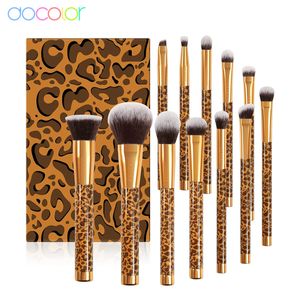 Makeup Tools Docolor 12st Borstes Eyeshadow Blush Foundation Powder Make Up Brush Set Professional Natural Synthetic Contour Blending 230822