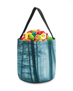 収納バッグ森林植物ウッズホラーバスケットキャンディーバケットポータブルホームバッグ子供用おもちゃパーティー装飾用品