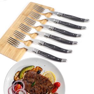 Jaswehome aço inoxidável Laguiole Forks Conjunto de escultura fork cinza pakka maça