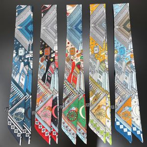 Artificial Silk Rare Treasure Silk Scarf Tied Bag Ribbon Long Thin Narrow All-Match Artificial Silk Double-Sided Bevel Small Ribbon Hair Ban