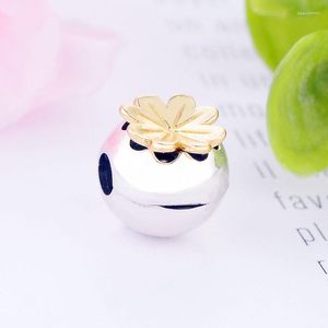 Löst ädelstenar 2023 Fyra-blad klöver stoppare Fit Original Pan Charm Armband 925 Sterling Silver Gold Color Flower Bead Making Berloque DIY