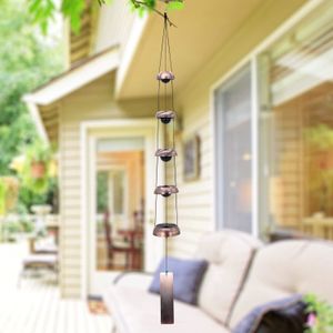 Decorações de jardim Bell Wind Chimes Temple Red Copper com 5 Bells Feng Shui Chime para Decoração ao ar livre de Yard Home 230822