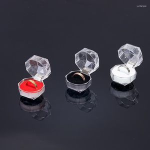 Casci di gioielli in plastica Crystal Anello di stoccaggio della scatola Organizzatore Case Clear Package per la raccolta di imballaggi