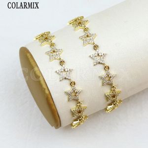 Bracelets de charme 10 PCs Star Zirconia Bracelet Jóias Hollow Star Mulheres elegantes Bacelet Fashion Jewelry Presente 40269 230822