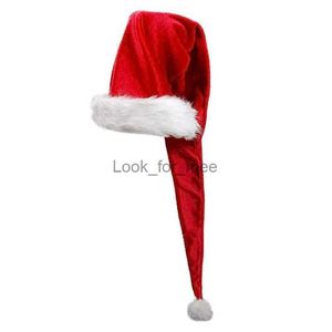 Crianças adultas criativas de chapéu de natal longa pelúcia Papai Noel Cap Presente de Decoração de Ano Novo para Crianças HKD230823