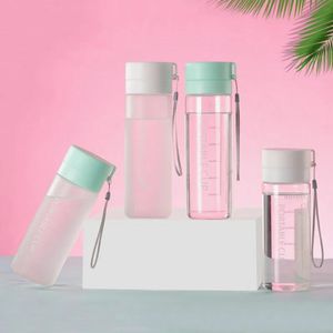 Transparent Plastic Water Bottle Outdoor Portable Frosted Water Mug Large Capacity Sport Fitness Cups Water Cup With Handles Rope TH1085