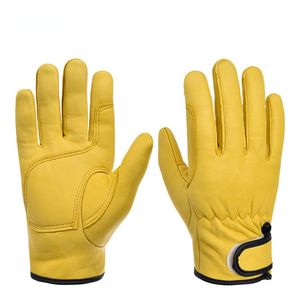 Five Fingers Gloves Work gloves sheepskin leather workers work welding safety protection garden sports motorcycle driver wearresistant 230823