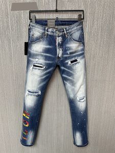 Y2k Jeans Designer Classic Men's Jeans Knight Boy Jeans Style Slim Stretch Stone Wash Process Ripped Jeans Asian Size 28-38 468