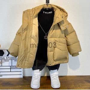 Płaszcz w dół 212Y Fashion Boys Płaszcz zimowy dzieci Khaki czarny zielony grube ciepłe ubrania Dzieci z kapturem odzież wiejska xmp334 J230823