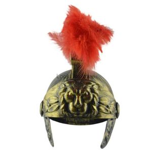 Spartan Helmet Cosplay Masquerade Helmet Spartan Warrior Roman Plastic Hat Feather Lion Casco Espartano Birthday Hat HKD230823