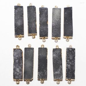 Подвесные ожерелья 4pcs натуральный серый каменные каменные каменные подвески разъемы металлические минеральные агат -чары геод грубые украшения