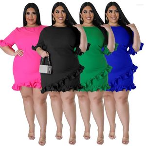 Lässige Kleider 2023 Sommer Bohemian Kleid Frauen Kurzarm Mini O-Neck Slim Plus Size Clothing