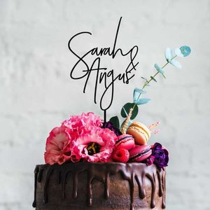 Outros suprimentos de festa de evento Nomes de casais personalizados Bolo de casamento Topper Decoração romântica rústica para madeira personalizada para personalização de aniversário 230822