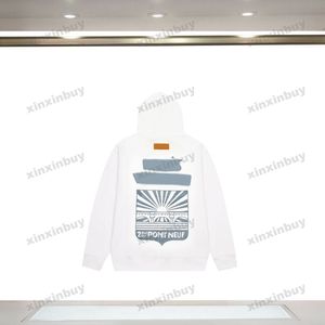 Xinxinbuy Men女性デザイナースウェットシャツパリブリッジレター印刷セーターグリーングレーブルーブラックホワイトXS-XL