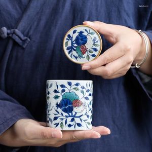 Storage Bottles Blue And White Porcelain Flower Plant Tea Caddy High-end Sealed Pot Household Quartet Ceramic Candy Nut Box Jewelry Candle