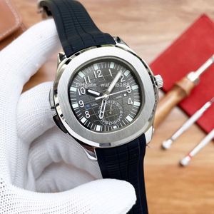 Yeni Erkekler İzle Karmaşık Fonksiyon Aquanaut Traveller 5164 Çift Time Dinesi Takvim İşlevi 41mm Tam Otomatik Mekanik Hareket Saatleri Yaz Kauçuk Kayış