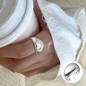 Cluster Rings 925 Sterling Silver Gold Geometric Open For Women Girl Oval Smooth Simple Design Jewelry Party Gift Drop