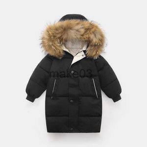Down Coat Kids Thicken Warm Down Coat Boys Winter Real Fur Hooded Long Parkas Girls Cotton Down Jackets Outerwears Teen Children Clothing J230823
