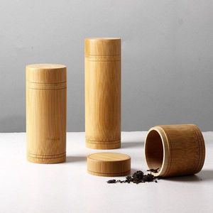 Garrafas de armazenamento de bambu Jars de madeira pequenos recipientes feitos à mão para especiarias açúcar de café Tea Receber com tampa