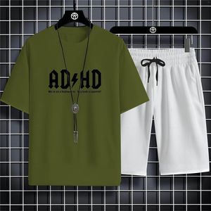 Herren Traursuits Erwachsene Sportbekleidung Set 2d English Words Drucken einfacher modisches leichter lässiger und komfortabler Sommer Universal