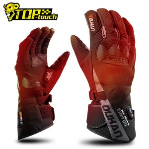 5本の指の手袋Duhan Motorcycle Winter Waterproof Heated Guantes Moto Touch Screenバッテリー駆動バイクレーシング230823