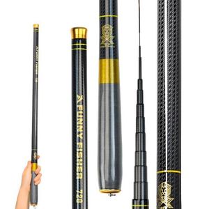 Båtfiskespöar Josby Telescop Rod Ultralight Super Hard Carbon Fiber Portable för sötvatten karp strömstång 3,6 m 4,5 m 5,4 m 6,3m7,2m 230822