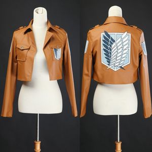 Traje de tema ataque de anime na jaqueta de couro de titan cosplay shingeki no kyojin cosplay traje Eren Legion Coat Jackets Halloween alta qualidade 230822