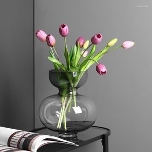Vaser ljus lyx transparent glas vas hydroponic blommor arrangemang kreativt vardagsrum matbord hem mjuk dekoration
