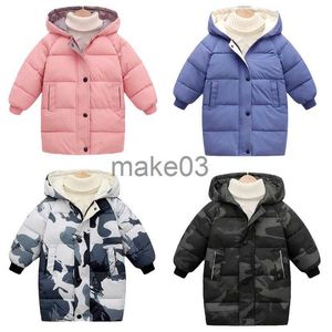 Down Coat Kids Down Long Outerwear Winter Autumn Clothes Boys Girls CottonPadded Parka Coats Big Children Thick Warm Jackets 212Y J230823