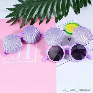 Sunglasses Pink Purple Shining Shell Sunglasses Mermaid Theme Party Summer Beach Photo Props Adult kids Birthday Gifts Flash Glasses R230823