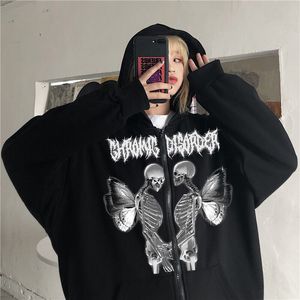 Herren Hoodies Sweatshirts Y2K Kleidung Reißverschluss Hoodies Frauen Gothic Punk Reißverschluss Sweatshirts Hip Hop Streetwear Männer Oversize Casual Hoody Black Jacket Herbst 230823