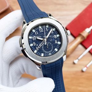 Relógios mecânicos automáticos de relógios masculinos de costas marrons escuros transparentes Display Display de aço inoxidável fivela dobrável de 42 mm Aquanaut relógios esportes tira de borracha