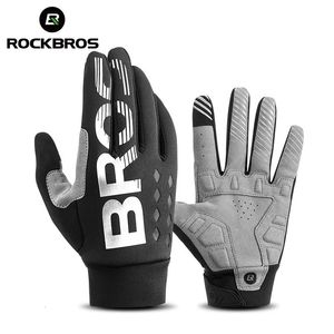 Five Fingers Luves Rockbros Ciclismo Touch Tela Impermeável Bicicleta MTB Bicicleta Térmica Motocicleta Autumn Winter Equipamento de esportes de outono 230823