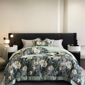 寝具セット豪華なヴィンテージ油絵スタイルの植物の花セットソフトシルキー1000TCエジプト綿布団カバーベッドシート枕カバー