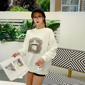 2023 Autumn New Korean Version Fat Sister Wears Women's Round Neck Print Women's Loose Sweater Fashion