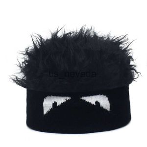 Beanie/Skull Caps New Eyes Knitted Landlord Hat Headband Pullover Hat Personalized Hip Hop Street Dance Hat Colorful Fur Wig Hat J230823