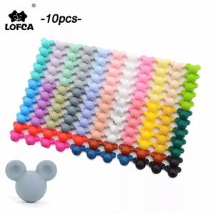 Zähler Toys lofca Silikonperlen Maus 10pcs Baby Zahnen Kau -Produkt Lebensmittelqualität BPA kostenloser Schnuller Pendel Halskette 230822