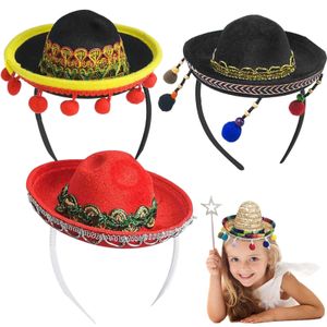 4pcs Cinco de Mayo Carnival Fancy Decoration bevorzugt Mini mexikanische Sommer Sombrero Hats Erwachsene Kinder Fun Fiesta Pets Party Kostüm HKD2308024.