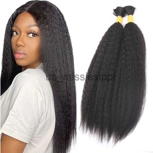 Synthetic Wigs Kinky Straight Bulk For Braiding No Weft 100 Human Hair Chocolate Brown Black Blonde Remy Peruvian Hair Yaki Straight x0823