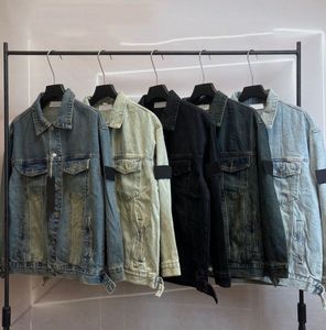 Erkek tasarımcı denim gözyaşı ceket jean ceket tasarımcı ceket denim üst kadın uzun kollu ceket üst hırka omuz kayışı moda retro çift ceket 5 renk