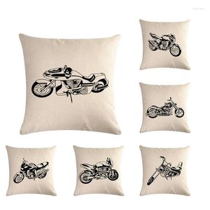 Travesseiros pretos da série de motocicletas almofadas decorativas de capa simples moderna de 45x45cm, sofá -cama de cama de cama de cama de cama de cama de cama de linho