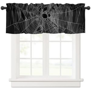 Ren gardiner Halloween Cobweb White Black Short Kitchen Cafe Wine Cabinet Door Window Small Home Decor Drapes 230822