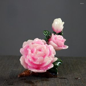 Te husdjur blomma ädla färg som byter husdjur peony och lotusfack figurer ceremonin ornament hantverk teaware miniatyrer