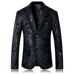Męskie garnitury Blazery Yushu Mens 2021 Przyjazd kwiatowy blezer mężczyźni ślubne sukienka na studniówkę plus rozmiar 5xl czarna kurtka do marynarki 298W