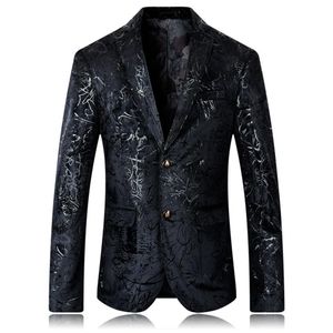 Ternos masculinos Blazers Yushu Mens 2021 Chegada Floral Blazer Men Dress Wedding Prom Plus Size 5xl Black Suites Jaqueta298W