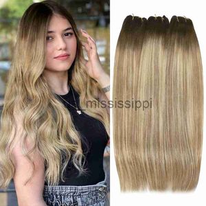 Synthetic Wigs Moresoo Human Hair Bundles Weave in Double Wefted Machine Remy Hair Balayage Hair Pieces for Women Straight Weft Hair x0823