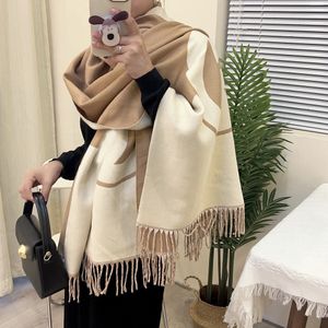 1PCautumn winter woman Imitation cashmere letter jacquard scarf ladies double-faced Multicolored gingham kerchief man 65X180 Scarves female shawl thickened warm