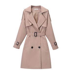 Womens Trench Coats Large size 4XL Coat Khaki Slim Doublebreasted Ladies Outwear With belt Female Casual Windbreaker Autumn 230822
